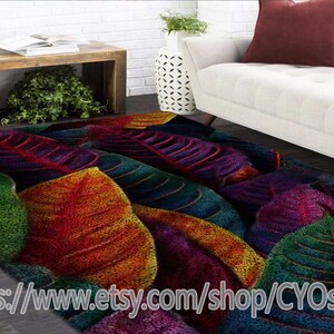 Latch Hook Kits, Large Latch Hook Rug Kit for Adults Latch Hook Kits with Printed Canvas Colorful leaves Decoration