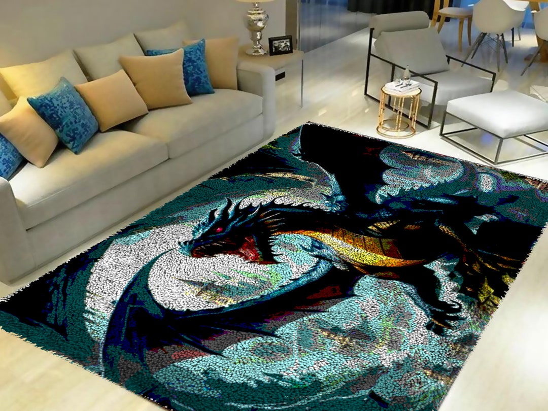 3D Christmas Dragon 8514 Sheena Pike Rug Non Slip Rug Mat