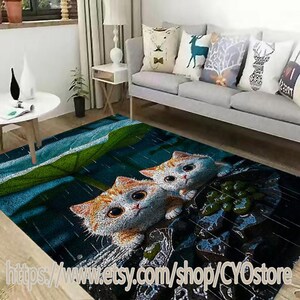 Latch Hook Kits, Large Latch Hook Rug Kit for Adults Latch Hook Kits with Printed Canvas Christmas  Decoration （Cute kitten） Carpet