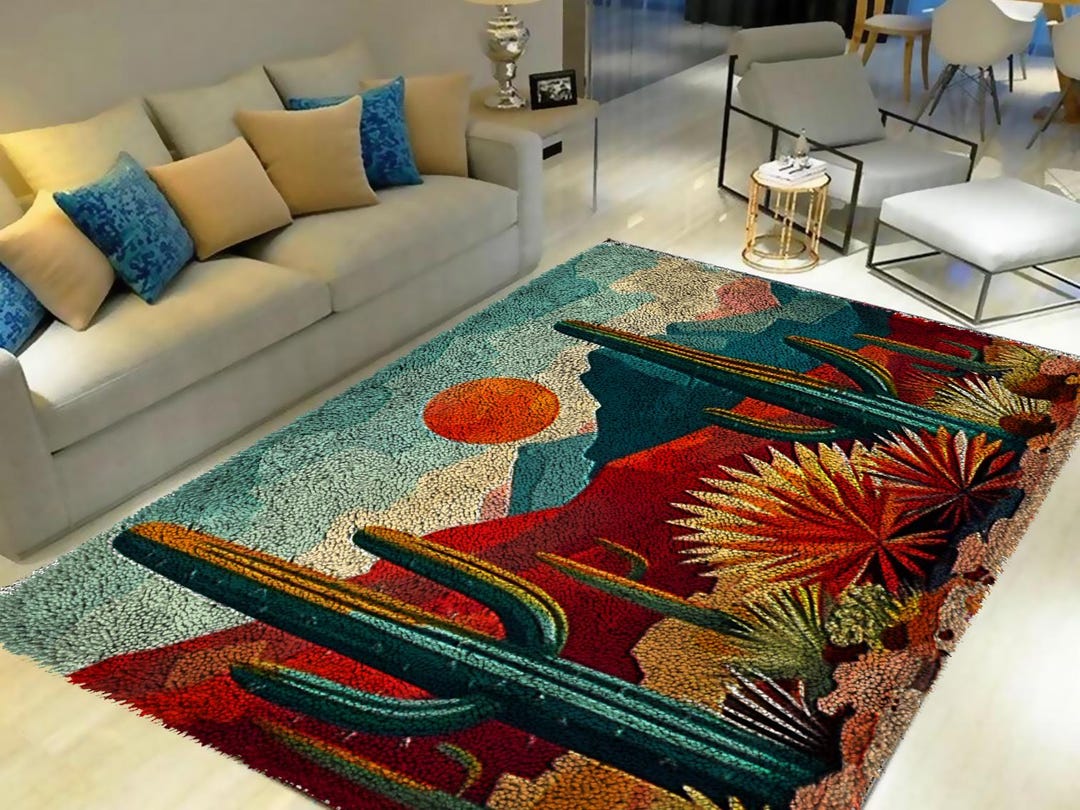Desert Cactus Latch Hook Rug Kit: DIY Tapestry Carpet - Etsy