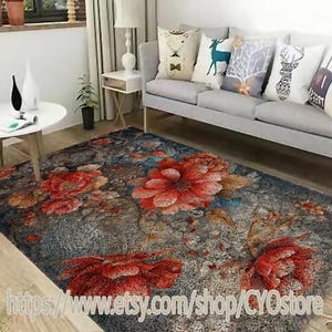 Latch Hook Rug Kit: Floral DIY Yarn Crochet, Handmade Craft