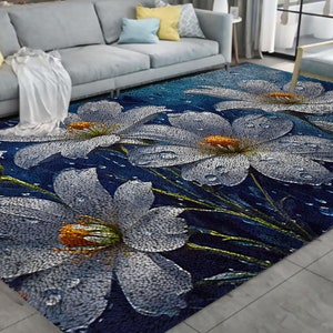 Beautiful Flowers Latch Hook Kits, Large Latch Hook Rug Kit for Adults Latch Hook Kits with Printed Canvas Christmas Decoration