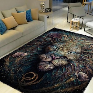 Latch Hook Kits, Large Latch Hook Rug Kit for Adults Latch Hook Kits with Printed Canvas Festival Gifts Decoration Cartoon Lion King Carpet