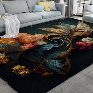 Beautiful Flowers Latch Hook Kits, Large Latch Hook Rug Kit for Adults Latch Hook Kits with Printed Canvas Christmas Decoration