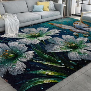 Beautiful Flowers Latch Hook Kits, Large Latch Hook Rug Kit for Adults Latch Hook Kits with Printed Canvas Christmas Decoration
