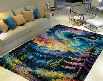 Landscape Latch Hook Rug Kit: DIY Tapestry Carpet for Adults