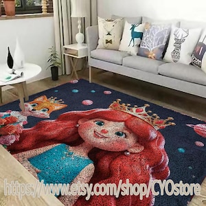 Kits de ganchos de trava, kit de tapete de gancho de trava grande para adultos Kits de ganchos de trava com decoração de Natal em tela impressa (princesa de desenho animado) Tapete