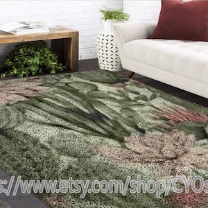 Latch Hook Kits, Large Latch Hook Rug Kit for Adults Latch Hook Kits with Printed Canvas Cactus Flower Decoration