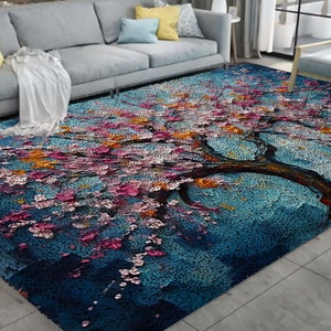 Beautiful Flowers Latch Hook Kits, Large Latch Hook Rug Kit for Adults Latch Hook Kits with Printed Canvas Christmas Decoration