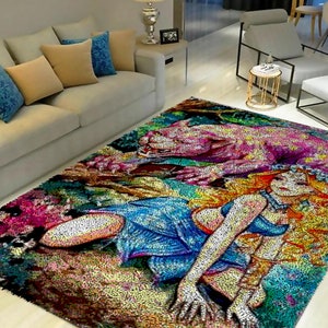 Latch Hook Kits, Large Latch Hook Rug Kit for Adults Latch Hook Kits with Printed Canvas Cartoon anime characters Decoration Carpet