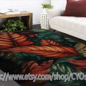 Latch Hook Kits, Large Latch Hook Rug Kit for Adults Latch Hook Kits with Printed Canvas Colorful leaves Decoration