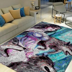 Latch Hook Kits, Large Latch Hook Rug Kit for Adults Latch Hook Kits with Printed Canvas Cartoon anime characters Decoration Carpet