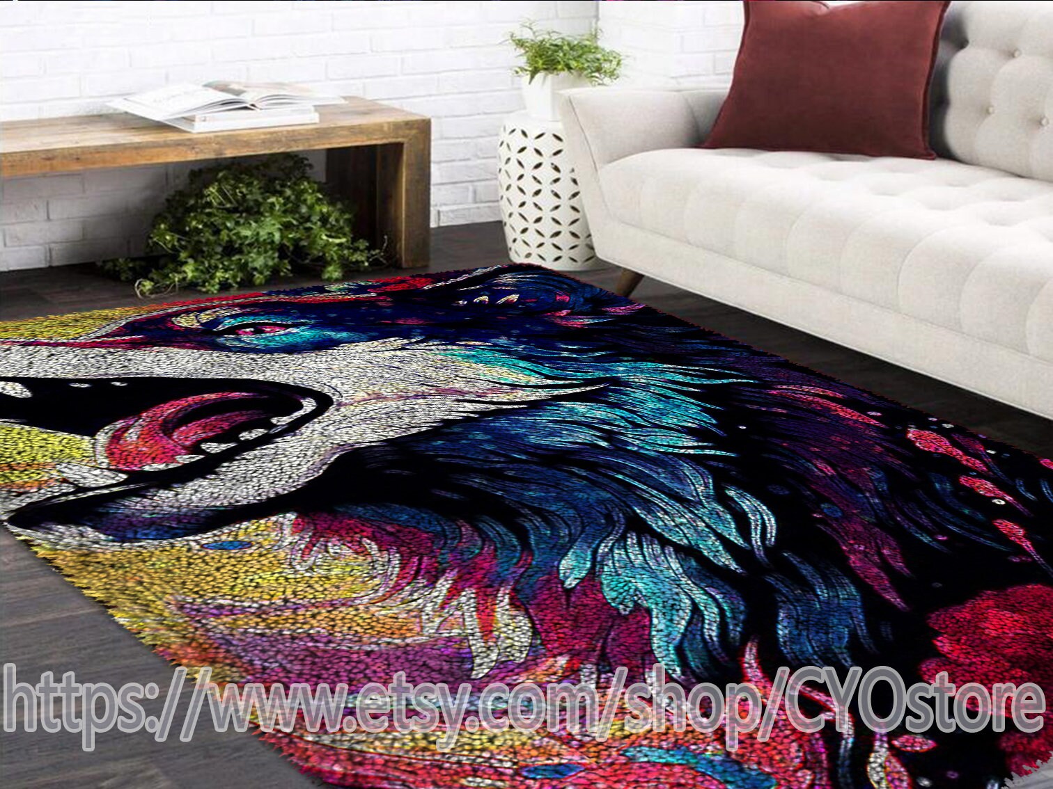 Wolf Latch Hook Kits, Large Latch Hook Rug Kit for Adults Latch Hook Kits  With Printed Canvas Christmas Decoration 