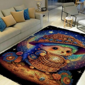 Latch Hook Kits, Large Latch Hook Rug Kit for Adults Latch Hook Kits with Printed Canvas Christmas  Decoration Cartoon hedgehog Carpet