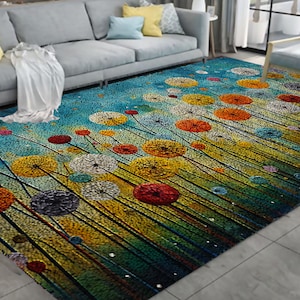 Beautiful Flowers Latch Hook Kits, Large Latch Hook Rug Kit for Adults Latch Hook Kits with Printed Canvas Christmas Decoration