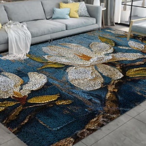 Beautiful Flowers Latch Hook Kits, Large Latch Hook Rug Kit for Adults Latch Hook Kits with Printed Canvas Christmas Decoration