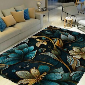 Latch Hook Kits, Large Latch Hook Rug Kit for Adults Latch Hook Kits with Printed Canvas Flower Decoration