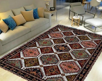 Bohemian Latch Hook Rug Kit: Retro Carpet Design, Printed Canvas
