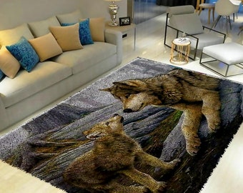 Wolf Latch Hook Rug Kit: DIY Tapestry Carpet for Adults