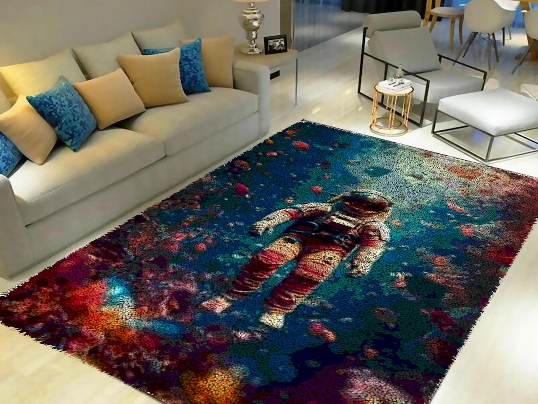 Spacecraft Rug Astronaut Latch Hook Rug Kit: Space Carpet, DIY Craft - Etsy
