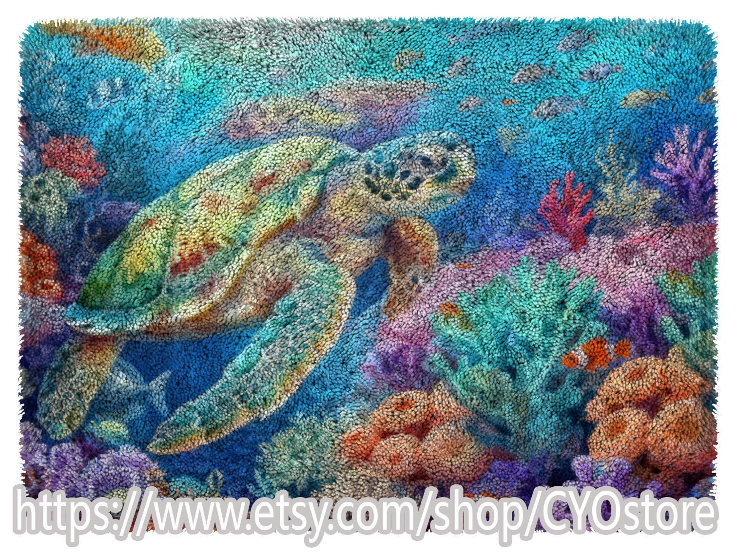 37 Super Cute Sea Turtle Crafts for Kids They Will Love 17 Sea Turtle Latch Hook Rug Kit: DIY Tapestry Carpet Craft