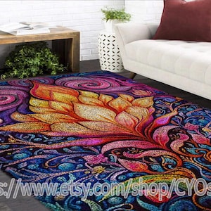 Latch Hook Kits, Large Latch Hook Rug Kit for Adults Latch Hook Kits with Printed Canvas /Multi functional/tapestry/carpet/gift/Flower