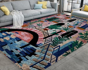 Landscape Latch Hook Rug Kit: Large Printed Canvas, DIY Craft