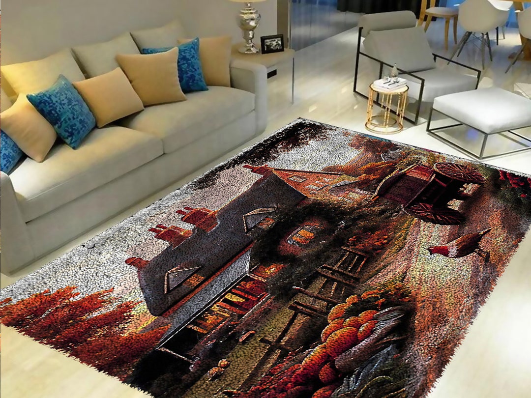 Let Hook Rug Kit Latch Hook Rug Kit: Rural Farm Scene, DIY Tapestry Carpet - Etsy