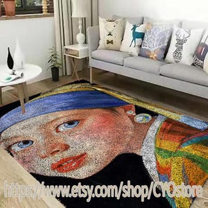 Easy DIY Girl with Pearl Earring Latch Hook Rug Kit: Printed Canvas, Home Decor