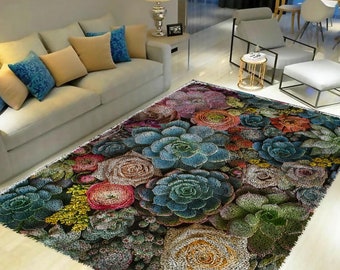 Succulent Flower Latch Hook Rug Kit: DIY Tapestry Carpet