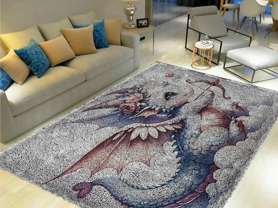 Drax Rugs Dragon Latch Hook Rug Kit: Large Printed Canvas for Adults - Etsy