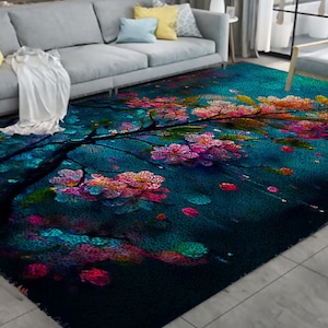 Beautiful Flowers Latch Hook Kits, Large Latch Hook Rug Kit for Adults Latch Hook Kits with Printed Canvas Christmas Decoration