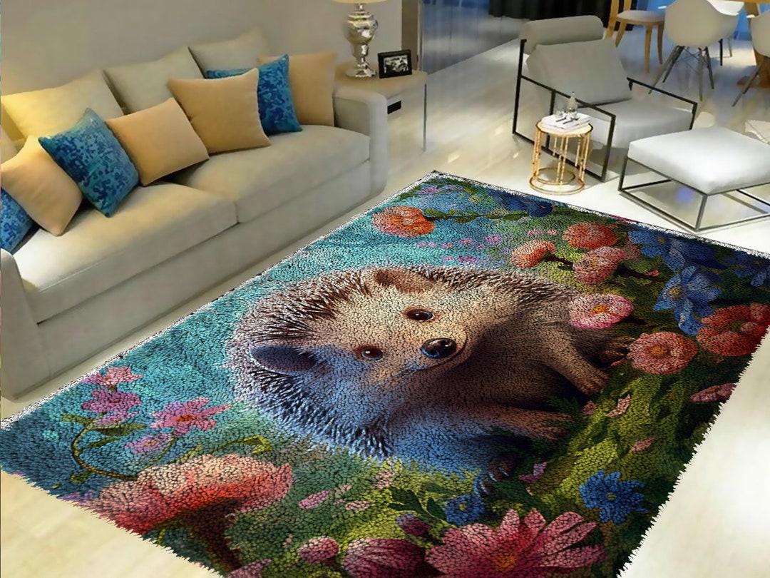 Hedgehog Rug Hedgehog Latch Hook Rug Kit: DIY Tapestry Craft With Printed Canvas/all ...