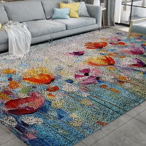 Beautiful Flowers Latch Hook Kits, Large Latch Hook Rug Kit for Adults Latch Hook Kits with Printed Canvas Christmas Decoration