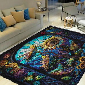 Latch Hook Kits, Large Latch Hook Rug Kit for Adults Latch Hook Kits with Printed Canvas Festivals Gifts Decoration Sunflower