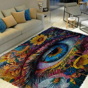 Latch Hook Kits, Large Latch Hook Rug Kit for Adults Latch Hook Kits with Printed Canvas Flower eyed  Decoration