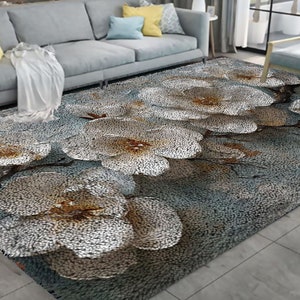 Beautiful Flowers Latch Hook Kits, Large Latch Hook Rug Kit for Adults Latch Hook Kits with Printed Canvas Christmas Decoration