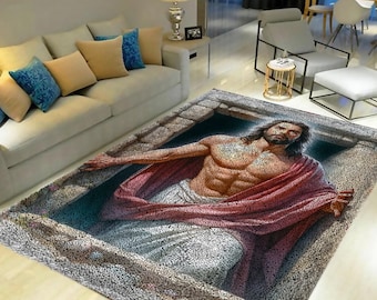 Jesus Latch Hook Rug Kit: Large Printed Canvas, DIY Home Decor