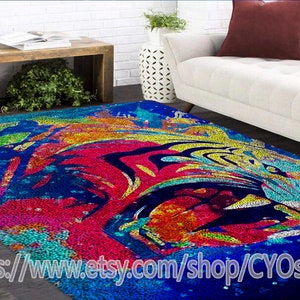 Tiger Latch Hook Kits, Large Latch Hook Rug Kit for Adults Latch Hook Kits with Printed Canvas Christmas  Decoration