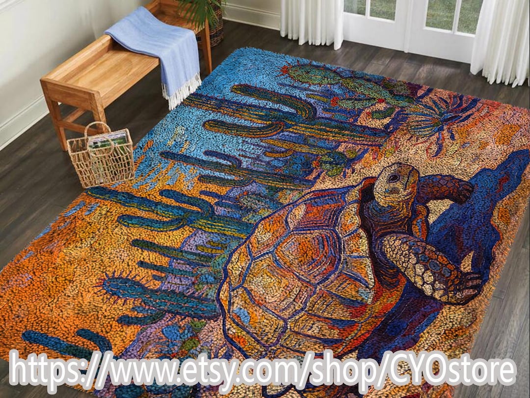 Tortoise Shell Rug Tortoise Latch Hook Kit Diy Rug Making Kit Pre-printed Canvas Multiple ...