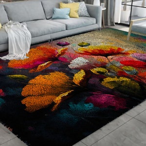 Beautiful Flowers Latch Hook Kits, Large Latch Hook Rug Kit for Adults Latch Hook Kits with Printed Canvas Christmas Decoration