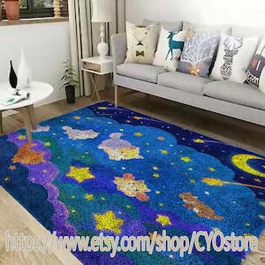 Latch Hook Kits, Large Latch Hook Rug Kit for Adults Latch Hook Kits with Printed Canvas Christmas  Decoration Cartoon Cute Carpet