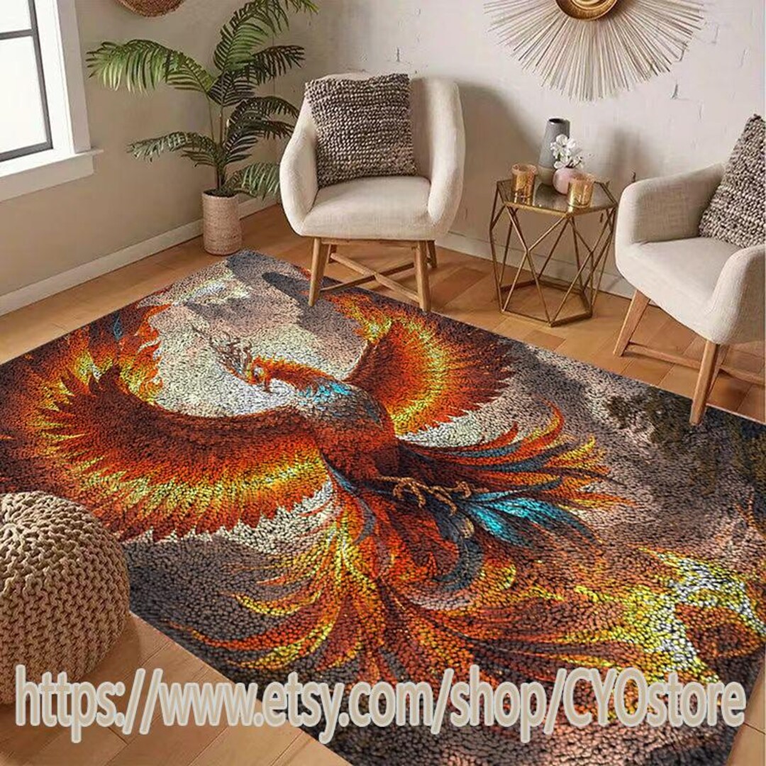 Phoenix Latch Hook Rug Kit: DIY Needlework Tapestry - Etsy