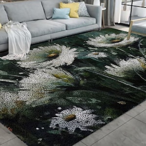 Beautiful Flowers Latch Hook Kits, Large Latch Hook Rug Kit for Adults Latch Hook Kits with Printed Canvas Christmas Decoration