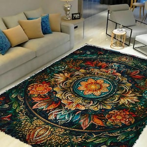 Knüpfteppich-Set, Großes Knüpfteppich-Set für Erwachsene mit bedruckter Leinwand / multifunktional / Wandteppich / Teppich / Geschenk / Blume