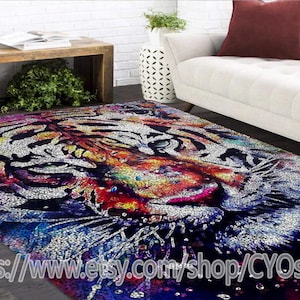 Tiger Latch Hook Kits, Large Latch Hook Rug Kit for Adults Latch Hook Kits with Printed Canvas Christmas  Decoration