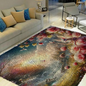 Latch Hook Kits, Large Latch Hook Rug Kit for Adults Latch Hook Kits with Printed Canvas Flower Decoration