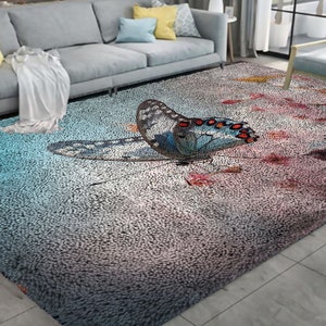Kit di ganci a forma di farfalla con fiori, kit di grandi dimensioni per tappeti con ganci per adulti, kit di ganci con decorazione natalizia in tela stampata