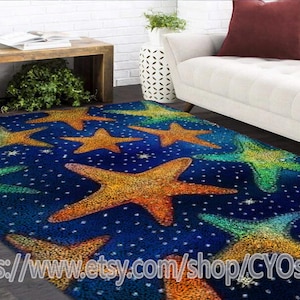 Latch Hook Kits, Large Latch Hook Rug Kit for Adults Latch Hook Kits with Printed Canvas Cartoon Star  Decoration
