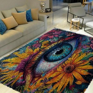 Latch Hook Kits, Large Latch Hook Rug Kit for Adults Latch Hook Kits with Printed Canvas Flower eyed  Decoration